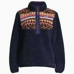 Vineyard Vines Size MEDIUM Fair Isle Sherpa Fleece Half Zip Pullover Sweatshirt